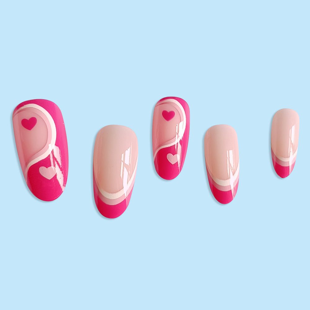 Wholesale French Pink White Color Matching Love Heart Nail Stickers